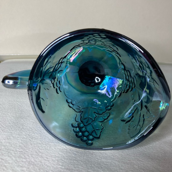 Vtg Indiana Blue Harvest Grape Carnival Glass Creamer - Picture 6 of 10